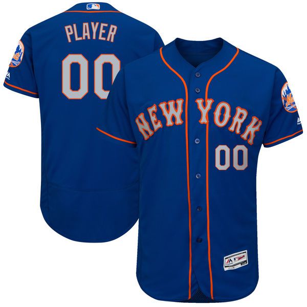 Men New York Mets Majestic Royal  Blue Gray 2017 Alternate Authentic Collection Flex Base Custom MLB Jersey->->Custom Jersey